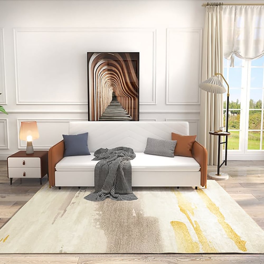 4#x27; x 5#x27; Gold amp; Gray Abstract Modern Rectangle Rug Indoor Area Rug | Homary  UK