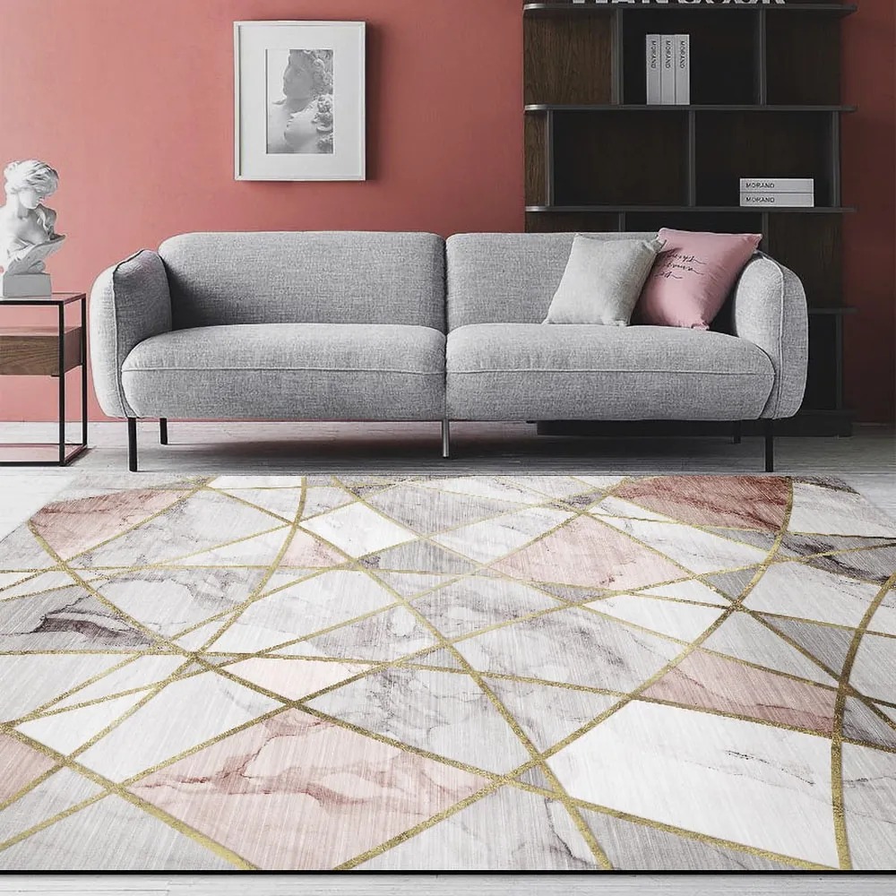 Pink Abstract Modern Rectangle Rug Indoor Area Rug 2300mm x 1600mm | Homary  UK